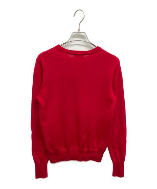 BLUE LABEL CRESTBRIDGE（ブルーレーベルクレストブリッジ）BLUE LABEL CRESTBRIDGE (ブルーレーベルクレストブリッジ) ウールロゴ刺繍ニット レッド サイズ:38の古着・服飾アイテム