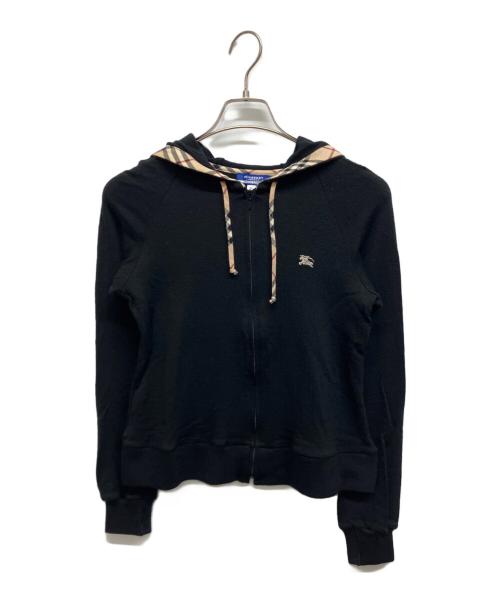 BURBERRY BLUE LABEL（バーバリー ブルー レーベル）BURBERRY BLUE LABEL (バーバリー ブルー レーベル) ニットジップパーカー ブラック サイズ:38の古着・服飾アイテム