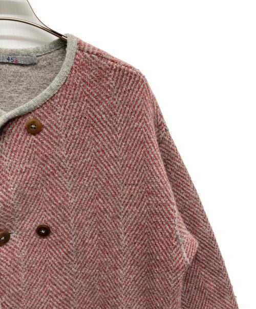 45R（フォーティファイブ・アール）45R (フォーティファイブ・アール) ヘリンボーンウールニットノーカラーコート レッド サイズ:2の古着・服飾アイテム