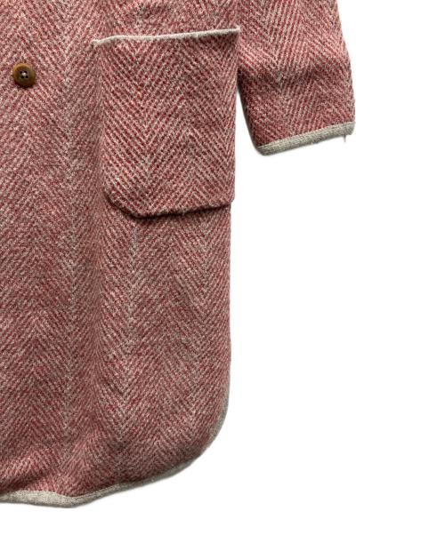 45R（フォーティファイブ・アール）45R (フォーティファイブ・アール) ヘリンボーンウールニットノーカラーコート レッド サイズ:2の古着・服飾アイテム