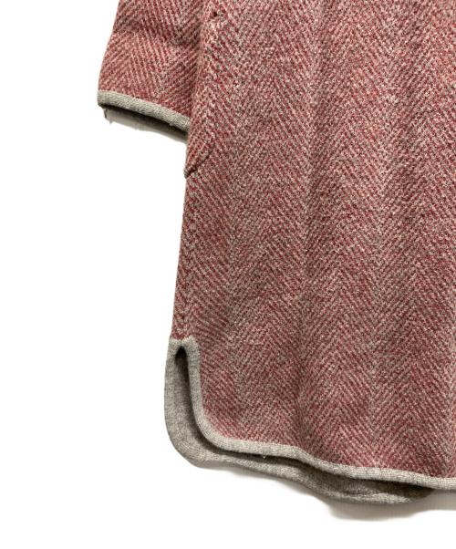 45R（フォーティファイブ・アール）45R (フォーティファイブ・アール) ヘリンボーンウールニットノーカラーコート レッド サイズ:2の古着・服飾アイテム