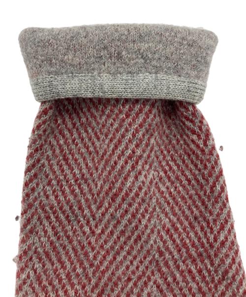 45R（フォーティファイブ・アール）45R (フォーティファイブ・アール) ヘリンボーンウールニットノーカラーコート レッド サイズ:2の古着・服飾アイテム