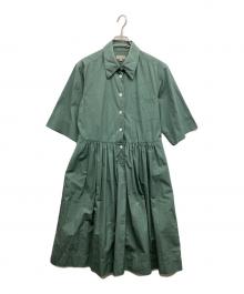 MARGARET HOWELL（マーガレットハウエル）の古着「PLAIN WEAVE COTTON ONE-PEICE」｜グリーン
