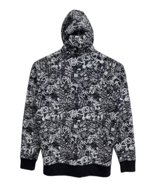 stussy（ステューシー）stussy (ステューシー) 総柄ジップパーカー ブラック サイズ:Mの古着・服飾アイテム