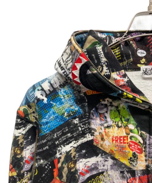 A BATHING APE（ア ベイシング エイプ）A BATHING APE (ア ベイシング エイプ) BAPE FLYER PATTERN SHARK FULL ZIP HOODIE ブラック サイズ:XLの古着・服飾アイテム