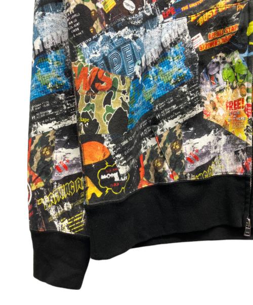 A BATHING APE（ア ベイシング エイプ）A BATHING APE (ア ベイシング エイプ) BAPE FLYER PATTERN SHARK FULL ZIP HOODIE ブラック サイズ:XLの古着・服飾アイテム