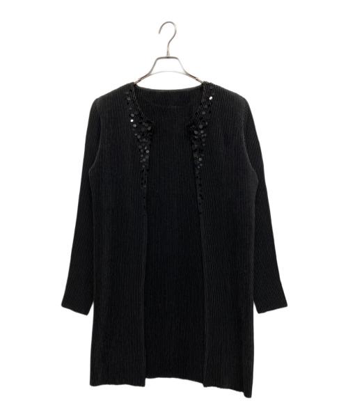 SPECCHIO（スペッチオ）SPECCHIO (スペッチオ) スパンコールプリーツカーディガン ブラック サイズ:40の古着・服飾アイテム
