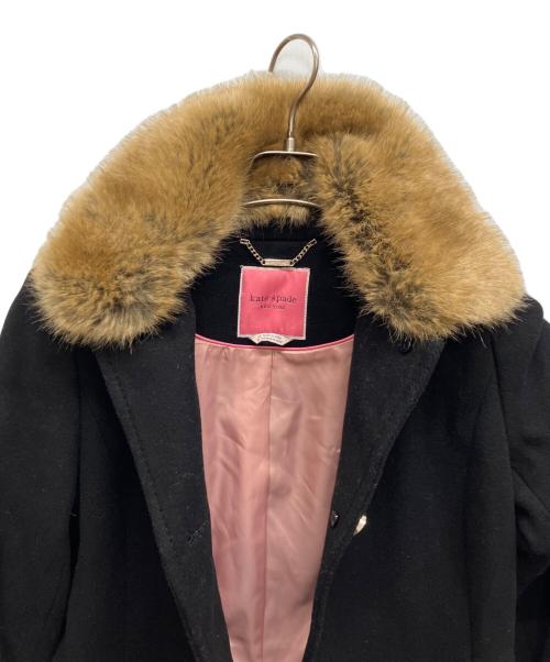 Kate Spade（ケイトスペード）Kate Spade (ケイトスペード) ファー付きコート ブラック サイズ:XSの古着・服飾アイテム