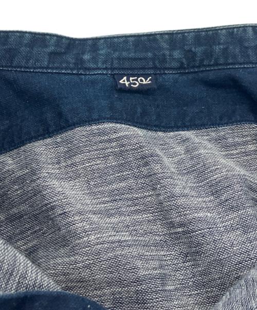 45R（フォーティファイブ・アール）45R (フォーティファイブ・アール) インディゴ染めバンドカラーロングシャツ インディゴ サイズ:freeの古着・服飾アイテム