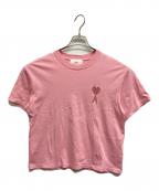 AMI PARISアミ パリス）の古着「ハートロゴ刺繍Tシャツ」｜ピンク