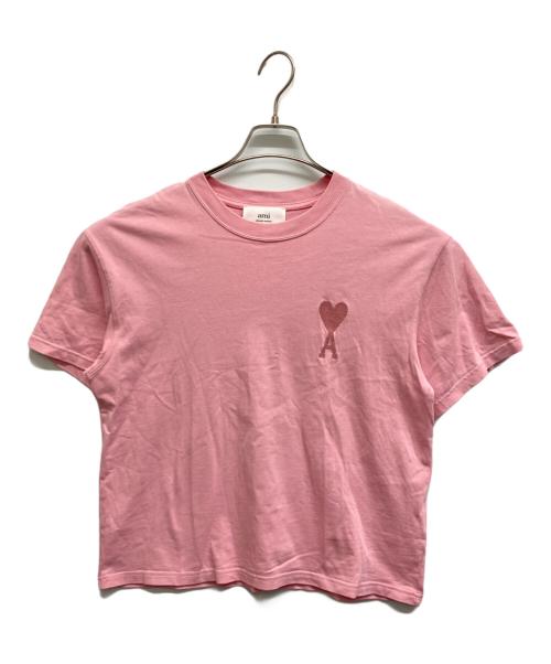 AMI PARIS（アミ パリス）AMI PARIS (アミ パリス) ハートロゴ刺繍Tシャツ ピンク サイズ:XXSの古着・服飾アイテム