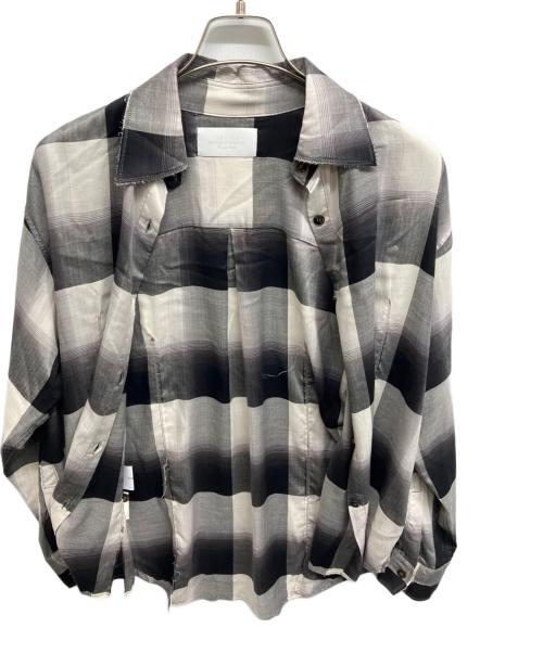 UNUSED（アンユーズド）UNUSED (アンユーズド) SUGARHILL (シュガーヒル) Ombre check shirt ホワイト×ブラックの古着・服飾アイテム
