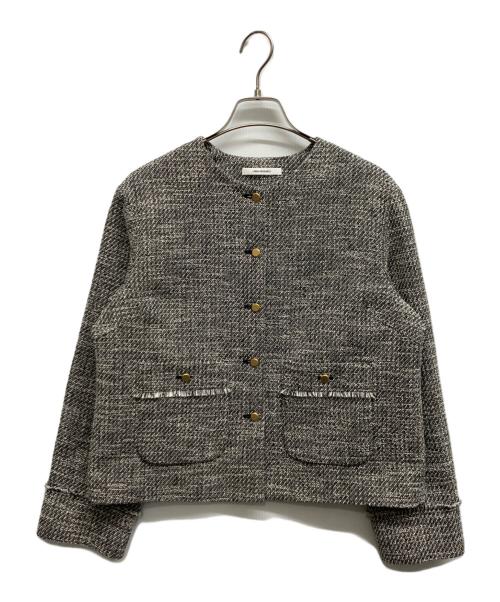 URBAN RESEARCH（アーバンリサーチ）URBAN RESEARCH (アーバンリサーチ) ノーカラーツイードジャケット ホワイト×ブラック サイズ:Freeの古着・服飾アイテム