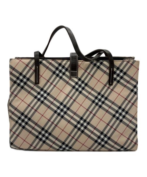 BURBERRY BLUE LABEL（バーバリー ブルー レーベル）BURBERRY BLUE LABEL (バーバリー ブルー レーベル) ナイロンノヴァチェックトートバッグ ベージュの古着・服飾アイテム