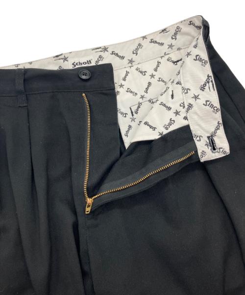 Schott（ショット）Schott (ショット) TC DOUBLE PLEATED WIDE PANTS ブラック サイズ:Mの古着・服飾アイテム