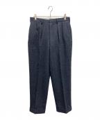 MAATEE&SONSマーティーアンドサンズ）の古着「Ex. TWEED HERRINGBONE 2INTUCK TAPERED TROUSERS」｜ネイビー
