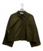 SACRAサクラ）の古着「ウールブレンドクロップドシャツ」｜オリーブ