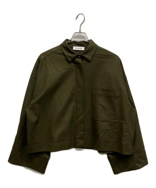 SACRA（サクラ）SACRA (サクラ) ウールブレンドクロップドシャツ オリーブ サイズ:38の古着・服飾アイテム