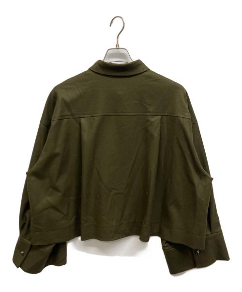 SACRA（サクラ）SACRA (サクラ) ウールブレンドクロップドシャツ オリーブ サイズ:38の古着・服飾アイテム