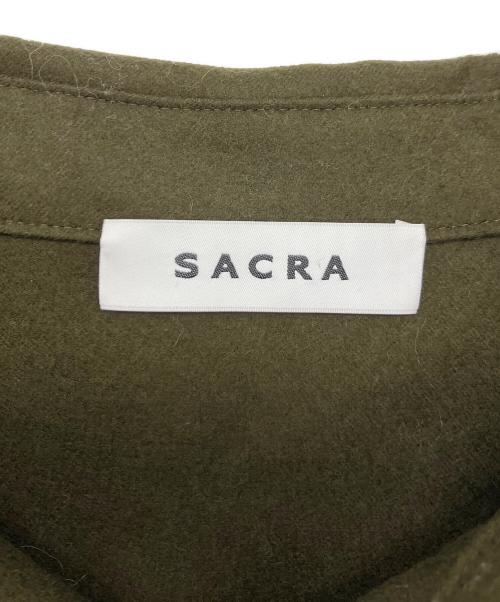 SACRA（サクラ）SACRA (サクラ) ウールブレンドクロップドシャツ オリーブ サイズ:38の古着・服飾アイテム