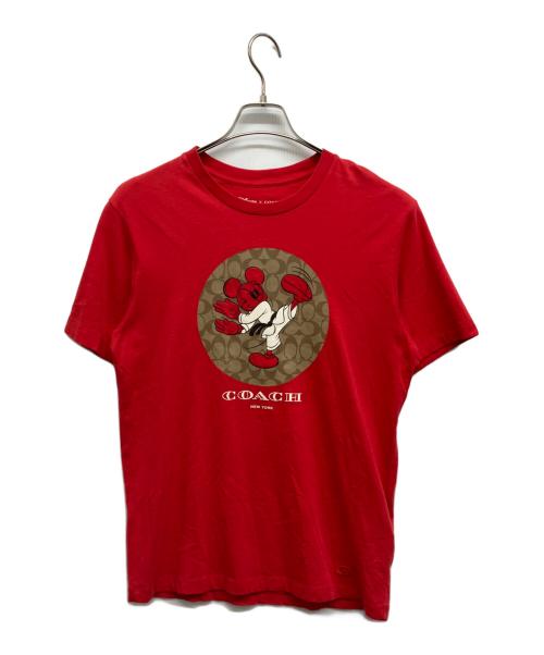 COACH（コーチ）COACH (コーチ) Disney (ディズニー) コラボプリントTシャツ レッド サイズ:Sの古着・服飾アイテム