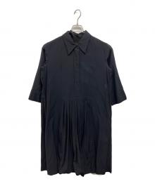 MARGARET HOWELL（マーガレットハウエル）の古着「コットンシルク プリーツ ワンピース」｜ネイビー