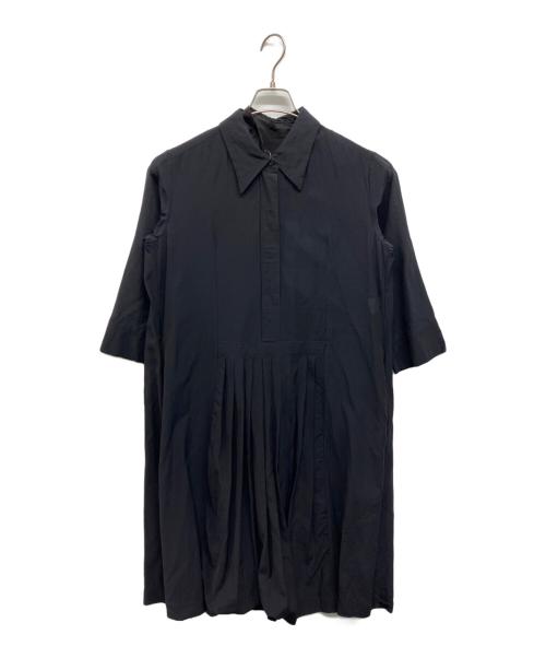MARGARET HOWELL（マーガレットハウエル）MARGARET HOWELL (マーガレットハウエル) コットンシルク プリーツ ワンピース ネイビー サイズ:2の古着・服飾アイテム