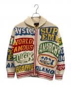 Hysteric Glamour×SUPREMEヒステリックグラマー×シュプリーム）の古着「Logos Zip Up Sweater カウチンニットセーター」｜マルチカラー