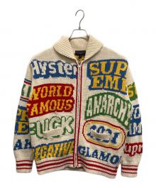 Hysteric Glamour×SUPREME（ヒステリックグラマー×シュプリーム）の古着「Logos Zip Up Sweater カウチンニットセーター」｜マルチカラー