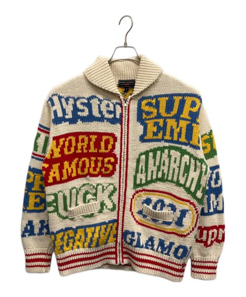 Hysteric Glamour（ヒステリックグラマー）Hysteric Glamour (ヒステリックグラマー) SUPREME (シュプリーム) Logos Zip Up Sweater カウチンニットセーター マルチカラー サイズ:Sの古着・服飾アイテム