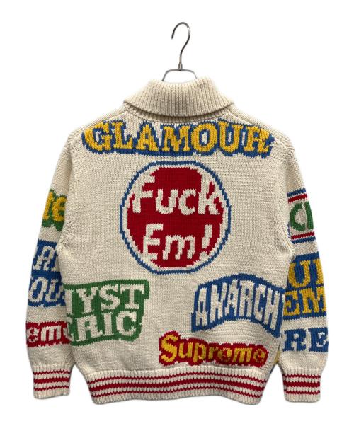 Hysteric Glamour（ヒステリックグラマー）Hysteric Glamour (ヒステリックグラマー) SUPREME (シュプリーム) Logos Zip Up Sweater カウチンニットセーター マルチカラー サイズ:Sの古着・服飾アイテム