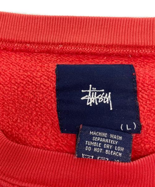 stussy（ステューシー）stussy (ステューシー) ロゴ刺繍前Vガゼットスウェット レッド サイズ:Lの古着・服飾アイテム