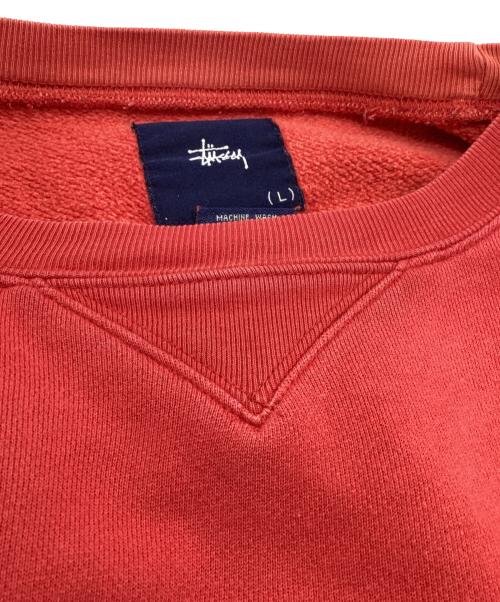 stussy（ステューシー）stussy (ステューシー) ロゴ刺繍前Vガゼットスウェット レッド サイズ:Lの古着・服飾アイテム