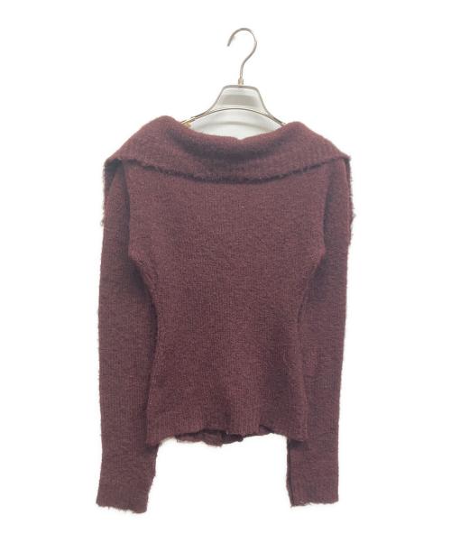 THEREDTHREAD（ザレッドスレッド）THEREDTHREAD (ザレッドスレッド) S fold collar offshoulder knit ブラウン サイズ:Freeの古着・服飾アイテム