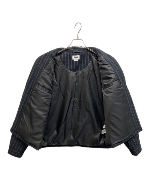 OBEY（オベイ）OBEY (オベイ) ストライプパテッドブルゾン ブラック サイズ:Mの古着・服飾アイテム