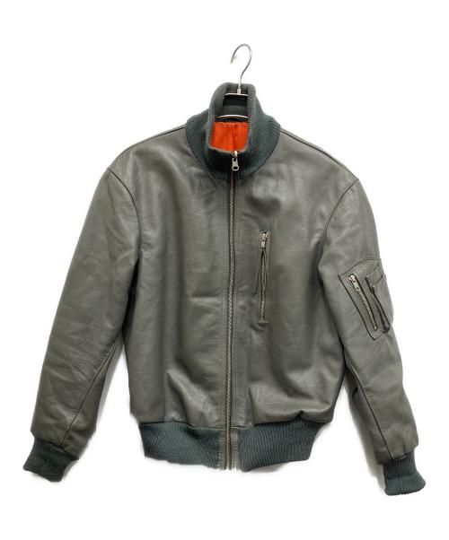 PAUSCH（パウシュ）PAUSCH (パウシュ) レザーフライトジャケット グレー サイズ:50の古着・服飾アイテム