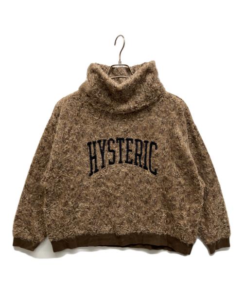 Hysteric Glamour（ヒステリックグラマー）Hysteric Glamour (ヒステリックグラマー) VARSITY LOGO刺繍 オフタートルプルオーバー ブラウン サイズ:Freeの古着・服飾アイテム