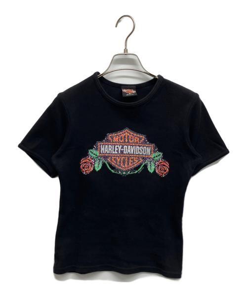 HARLEY-DAVIDSON（ハーレーダビッドソン）HARLEY-DAVIDSON (ハーレーダビッドソン) ラメプリントTシャツ ブラック サイズ:Sの古着・服飾アイテム