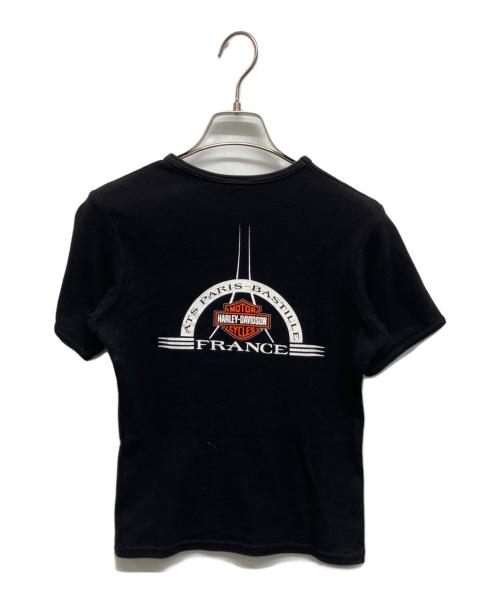 HARLEY-DAVIDSON（ハーレーダビッドソン）HARLEY-DAVIDSON (ハーレーダビッドソン) ラメプリントTシャツ ブラック サイズ:Sの古着・服飾アイテム