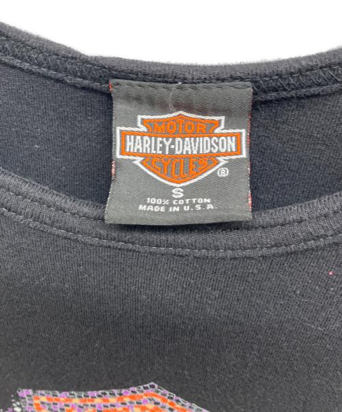 HARLEY-DAVIDSON（ハーレーダビッドソン）HARLEY-DAVIDSON (ハーレーダビッドソン) ラメプリントTシャツ ブラック サイズ:Sの古着・服飾アイテム