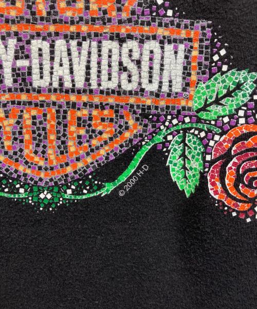 HARLEY-DAVIDSON（ハーレーダビッドソン）HARLEY-DAVIDSON (ハーレーダビッドソン) ラメプリントTシャツ ブラック サイズ:Sの古着・服飾アイテム