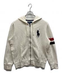 POLO RALPH LAUREN（ポロ・ラルフローレン）の古着「ビックポニージップパーカー」｜ホワイト