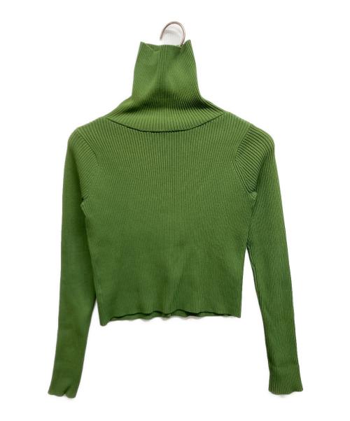 LEINWANDE（ラインヴァンド）LEINWANDE (ラインヴァンド) パールボタンハイネックニットカーディガン グリーン サイズ:Freeの古着・服飾アイテム