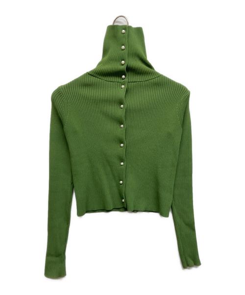 LEINWANDE（ラインヴァンド）LEINWANDE (ラインヴァンド) パールボタンハイネックニットカーディガン グリーン サイズ:Freeの古着・服飾アイテム
