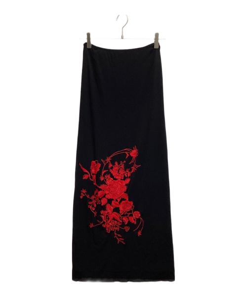 VIVIENNE TAM（ヴィヴィアンタム）VIVIENNE TAM (ヴィヴィアンタム) パワーネットフラワーエンブロイダリースカート ブラックの古着・服飾アイテム
