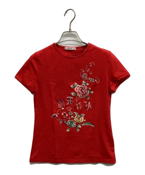 VIVIENNE TAM（ヴィヴィアンタム）VIVIENNE TAM (ヴィヴィアンタム) フラワーエンブロイダリーカットソー レッドの古着・服飾アイテム