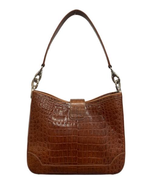 CELINE（セリーヌ）CELINE (セリーヌ) オールドセリーヌ　クロコワンショルダーバッグ ブラウンの古着・服飾アイテム