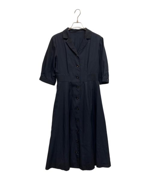 BLUE LABEL CRESTBRIDGE（ブルーレーベルクレストブリッジ）BLUE LABEL CRESTBRIDGE (ブルーレーベルクレストブリッジ) バックレースアップ シャツワンピース ネイビー サイズ:Ｍの古着・服飾アイテム