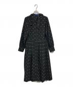 BLUE LABEL CRESTBRIDGEブルーレーベルクレストブリッジ）の古着「ボウタイプリーツシャツワンピース」｜ブラック