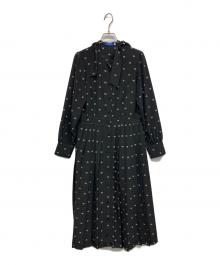 BLUE LABEL CRESTBRIDGE（ブルーレーベルクレストブリッジ）の古着「ボウタイプリーツシャツワンピース」｜ブラック